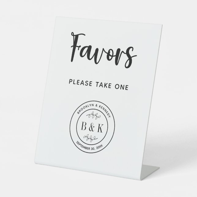 Signe De Table Monogramme végétal Botanique Faveurs de mariage Pr (Recto)