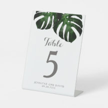 Monstera Leaf Mariage Numéro de table Signal piéde