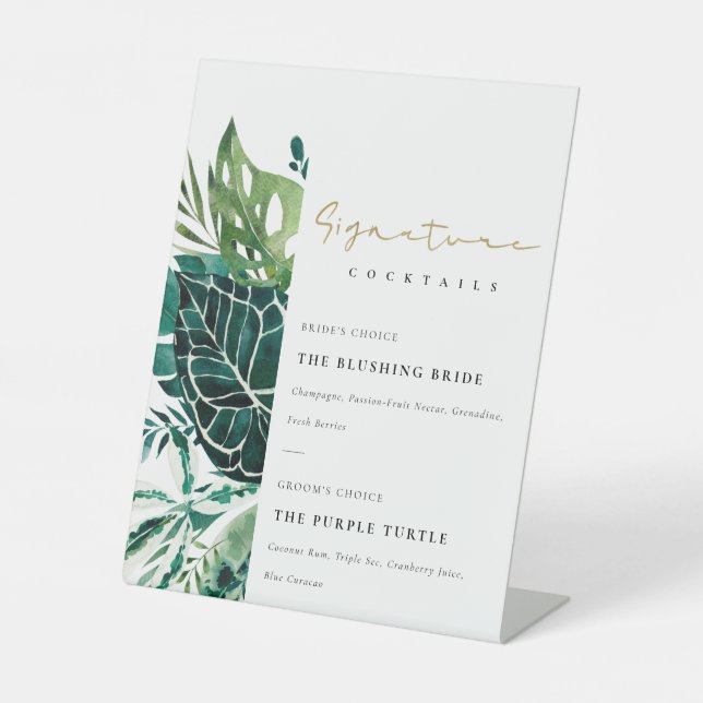 Signe De Table Monstera Tropical Leafy Signature Boissons Cocktai (Recto)