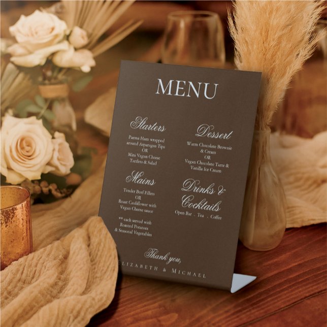 Signe De Table Moody Coffee Minimalist Boho Wedding Menu (Créateur téléchargé)