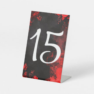 Signe De Table Moody Dark Red Rose Wedding Table Number