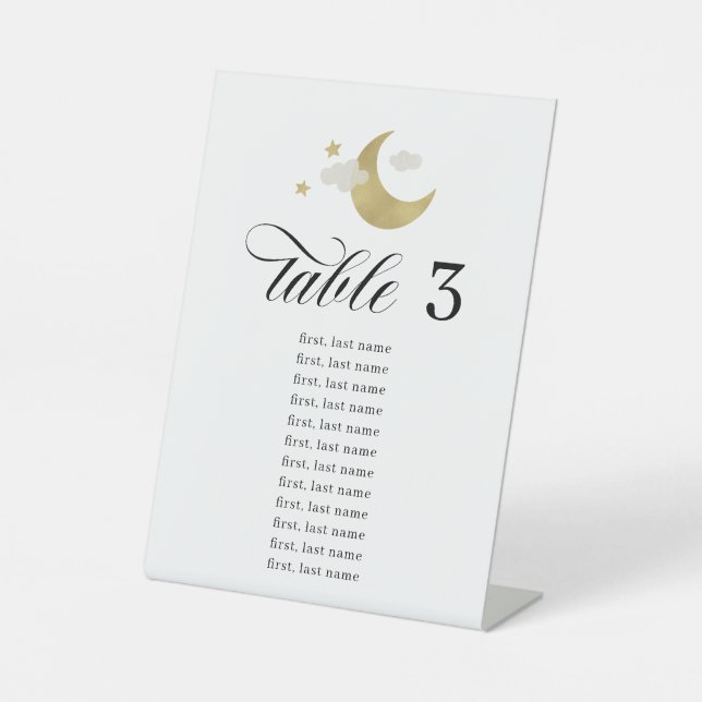 Signe De Table Moon Stars Cloud Table Numéro Baby shower Signal (Recto)