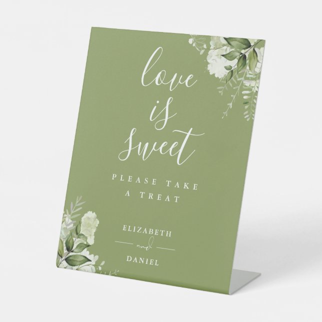 Signe De Table Moss Vert Floral Vert L'Amour Est Doux Faveur (Recto)