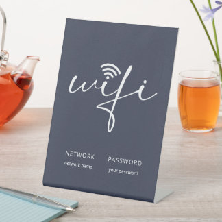 Signe De Table Mot de passe de réseau de script WiFi moderne gris