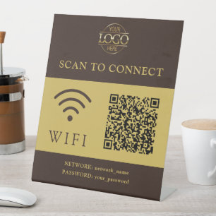 Signe De Table Mot de passe et réseau Wifi modernes   Code QR Log