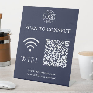 Signe De Table Mot de passe et réseau Wifi modernes   Logo Code Q
