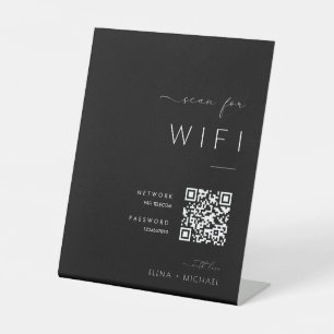 Signe De Table Mot de passe minimaliste WiFi Code Qr Mariage Sign