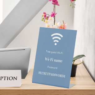 Signe De Table Mot de passe réseau wifi client bleu poussiéreux