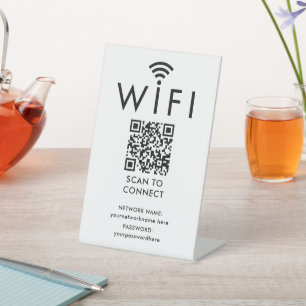 Signe De Table Mot de passe Wifi personnalisé et code QR réseau