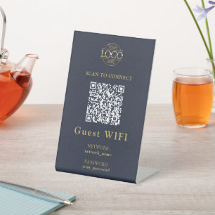 Signe De Table Mot de passe Wifi simple & Réseau Code QR Entrep