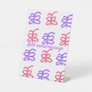 Signe De Table Motif de doodle de papillon rose violet ajouter le