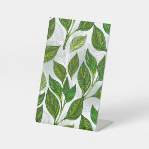 Signe De Table Motif sans couture avec Feuilles de thé vert