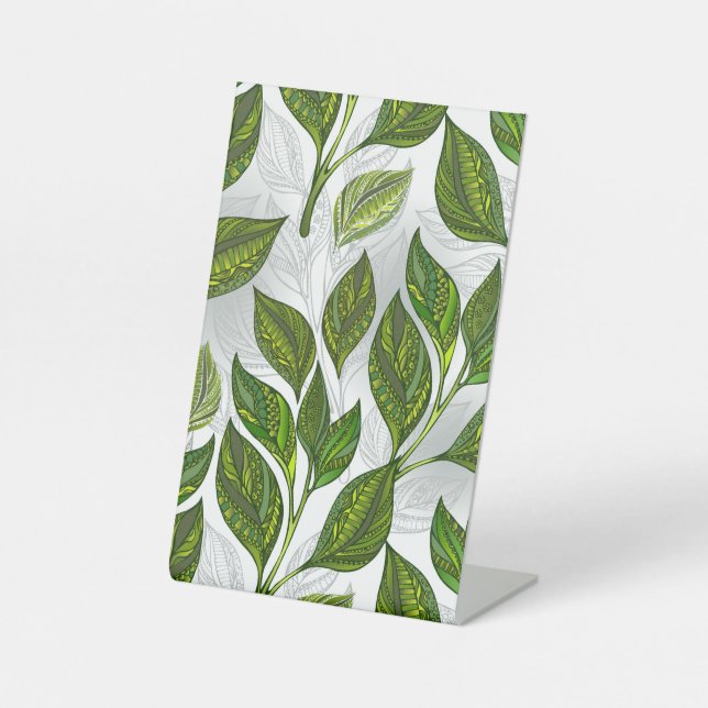 Signe De Table Motif sans couture avec Feuilles de thé vert (Recto)
