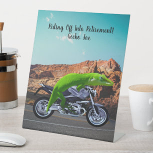 Signe De Table Moto Gecko Personnalisée Pour La Retraite