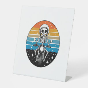 Signe De Table Motocyclette à ailes pour motocyclette à crâne