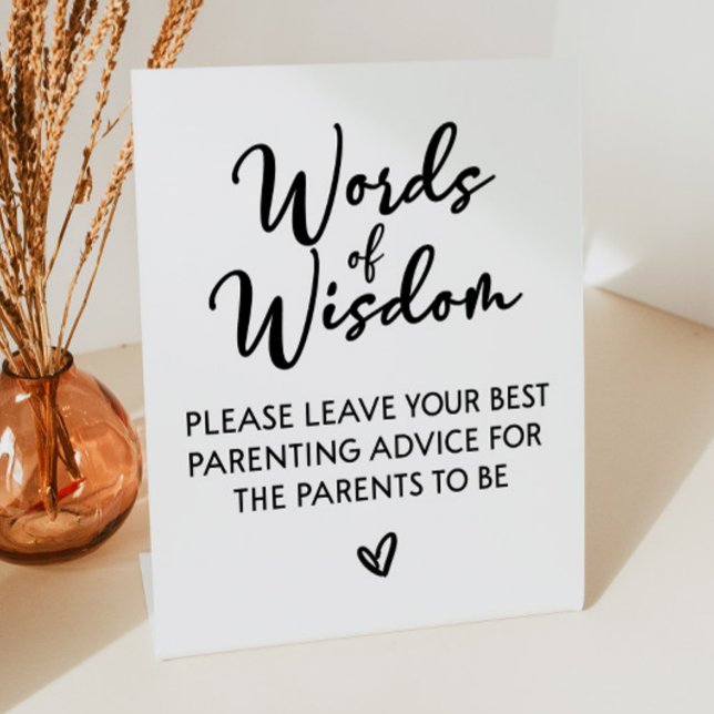 Signe De Table Mots de sagesse pour les parents Baby shower (Créateur téléchargé)