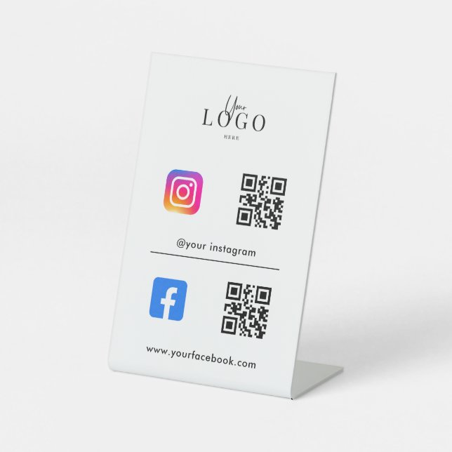 Signe De Table Multi QR Code Business Social Media Sign (Recto)