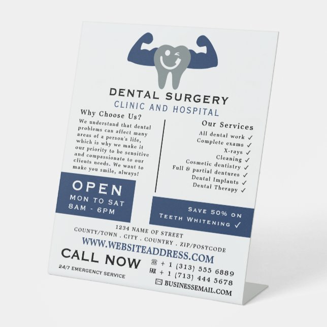 Signe De Table Muscle Tooth Logo, Dentistesse, Publicité Dentiste (Recto)