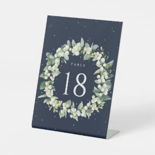 Signe De Table Navy Snowberry+Eucalyptus Mariage Numéro de table