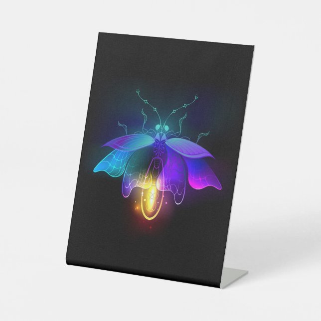 Signe De Table Neon Firefly sur noir (Recto)