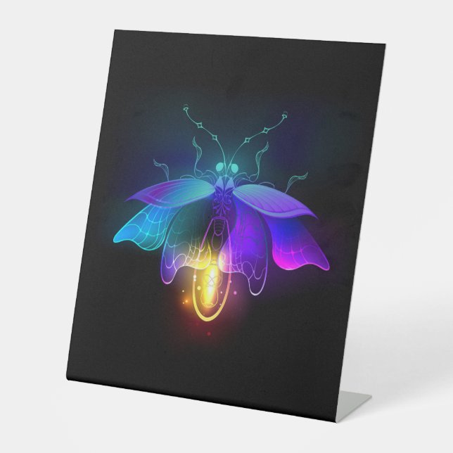 Signe De Table Neon Firefly sur noir (Recto)