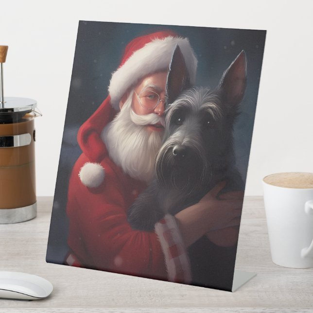 Signe De Table Noël festif écossais du Terrier Santa Claus (In SItu)