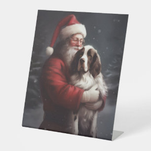 Signe De Table Noël festif Springer Spaniel Santa Claus