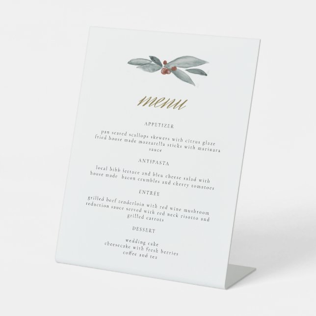 Signe De Table NOEL Winter Berry Christmas Holiday Menu Mariage (Recto)