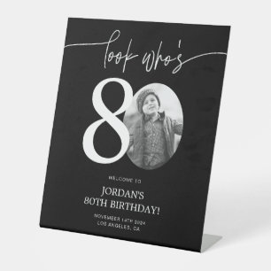 Signe De Table Noir 80e Affiche de bienvenue d'anniversaire Reg