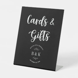Signe De Table Noir Blanc Monogramme Floral Cartes de Mariage & C