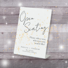 Signe De Table Noir Blanc Script élégant Mariage Open Seating