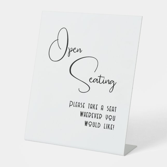 Signe De Table Noir Blanc Script Mariage moderne Open Seing (Recto)