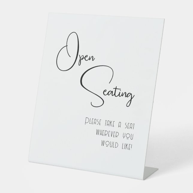 Signe De Table Noir Blanc Script Mariage moderne Open Seing (Recto)