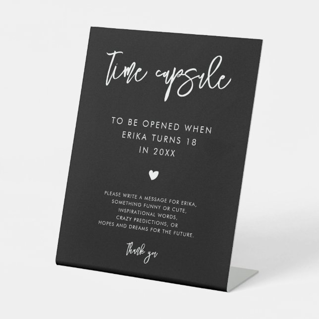 Signe De Table Noir contemporain Capsule Temps 1er Anniversaire (Recto)