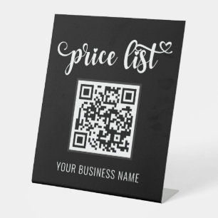 Signe De Table Noir et blanc QR Code Beauté Salon Tarifs