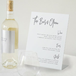 Signe De Table Noir Menu de barre de script manuscrit moderne