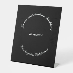 Signe De Table Nom de la Personnaliser, date noir lettres incurvé