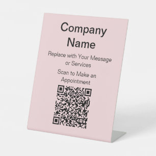 Signe De Table Nom de l'entreprise Pale Rose et Black Scan QR Cod