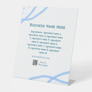 Signe De Table Nom d'ingrédient ajouter nom d'entreprise site Web