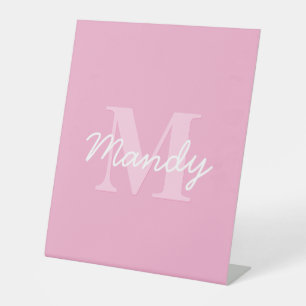 Signe De Table Nom et monogramme curieux à l'air mignon Rose