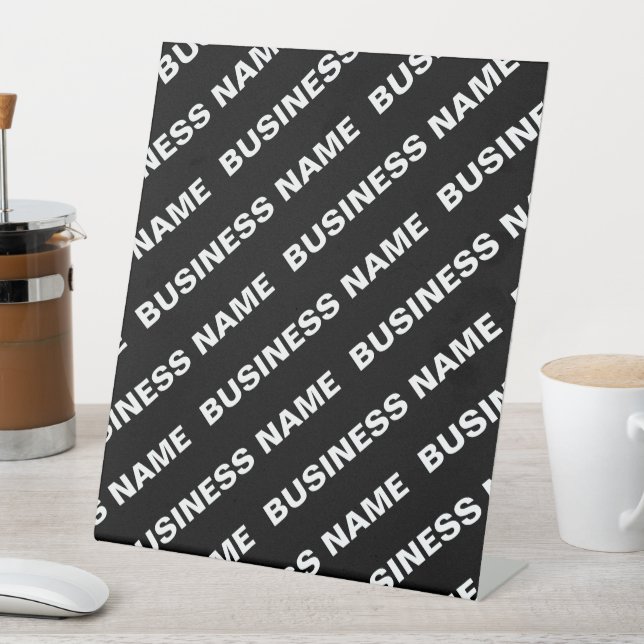 Signe De Table Nom modifiable répété en gras | Blanc noir simple (In SItu)