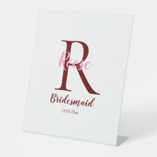 Signe De Table nom monogramme simple personnalisé date de demaid