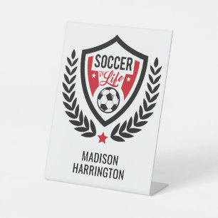 Signe De Table Nom personnalisé Logo de football