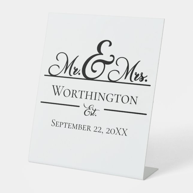 Signe De Table Nom personnalisé M. et Mme Mariage Date (Recto)