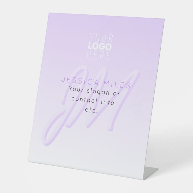 Signe De Table Nom professionnel et Modèle Slogan | Violet clair (Recto)