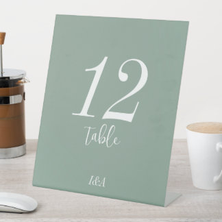 Signe De Table Nombres de calligraphie élégants blancs sur fond v