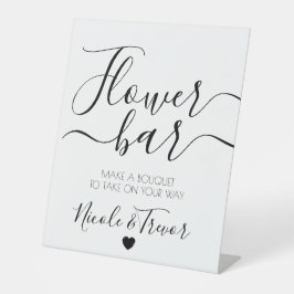 Signe De Table Noms personnalisés Barre de fleurs Calligraphie bl