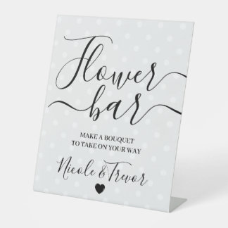 Signe De Table Noms personnalisés Barrette Fleur Grise Points Rét