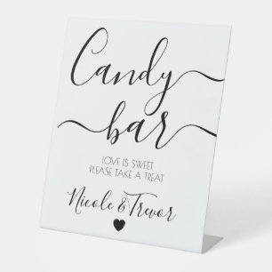 Signe De Table Noms personnalisés Blanc Calligraphie Barre de bon