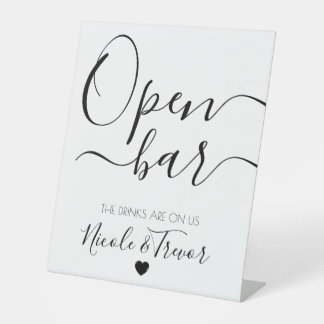 Signe De Table Noms personnalisés Blanc Calligraphie Ouvrir la ba